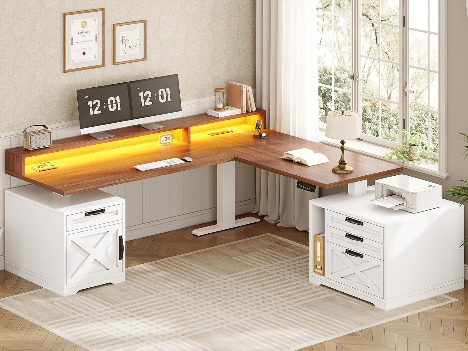 Home Office L Shaped Desk - L Shaped Standing Desk Height Adjustable