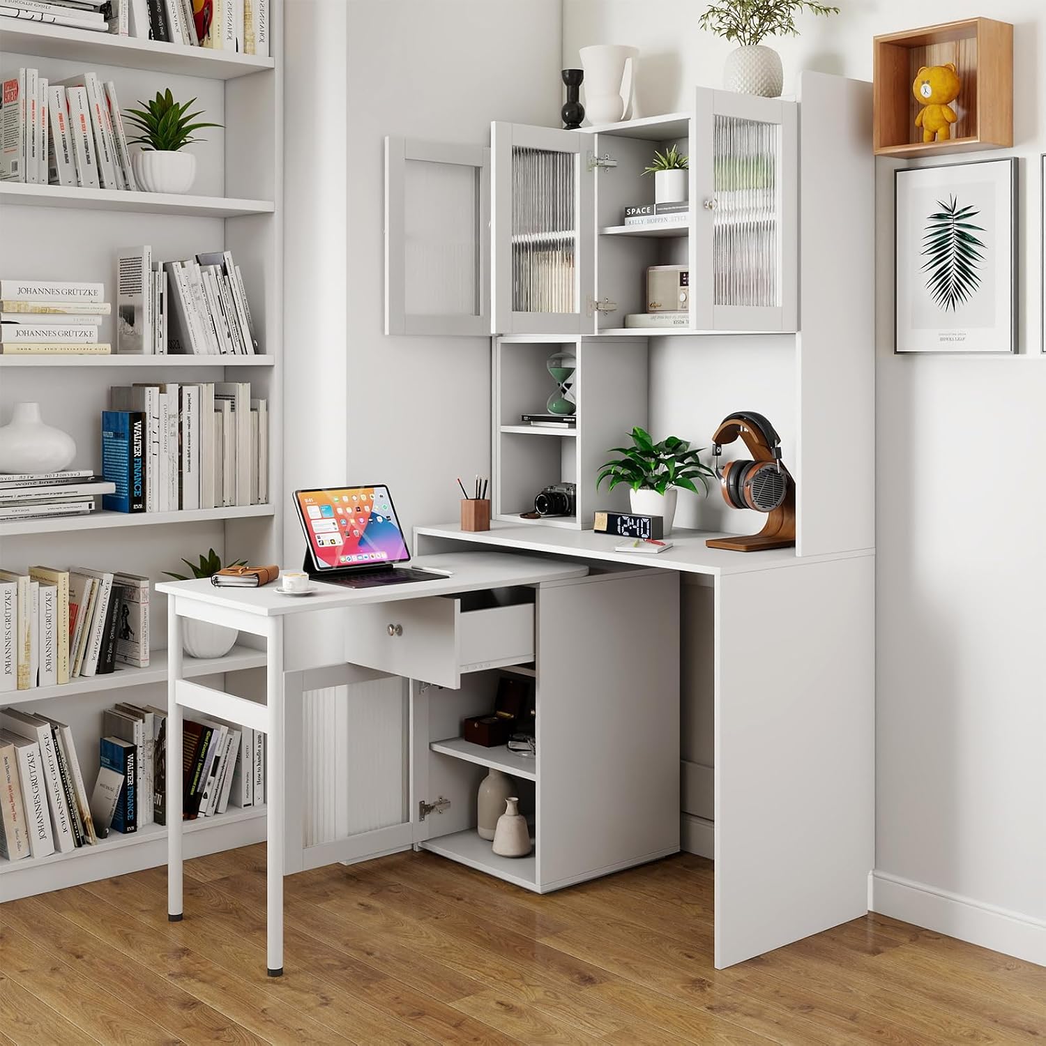 Home Office L Shaped Desk - Home Office Desk with Hutch, File