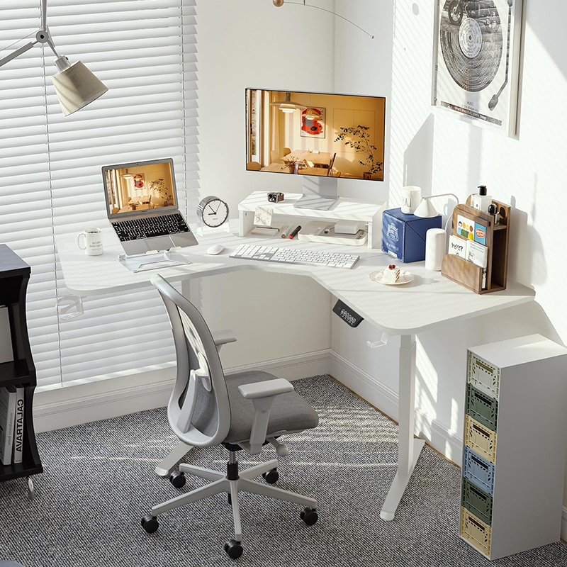 Home Office L Shaped Desk - Standing Desk Height Adjustable Electric Corner