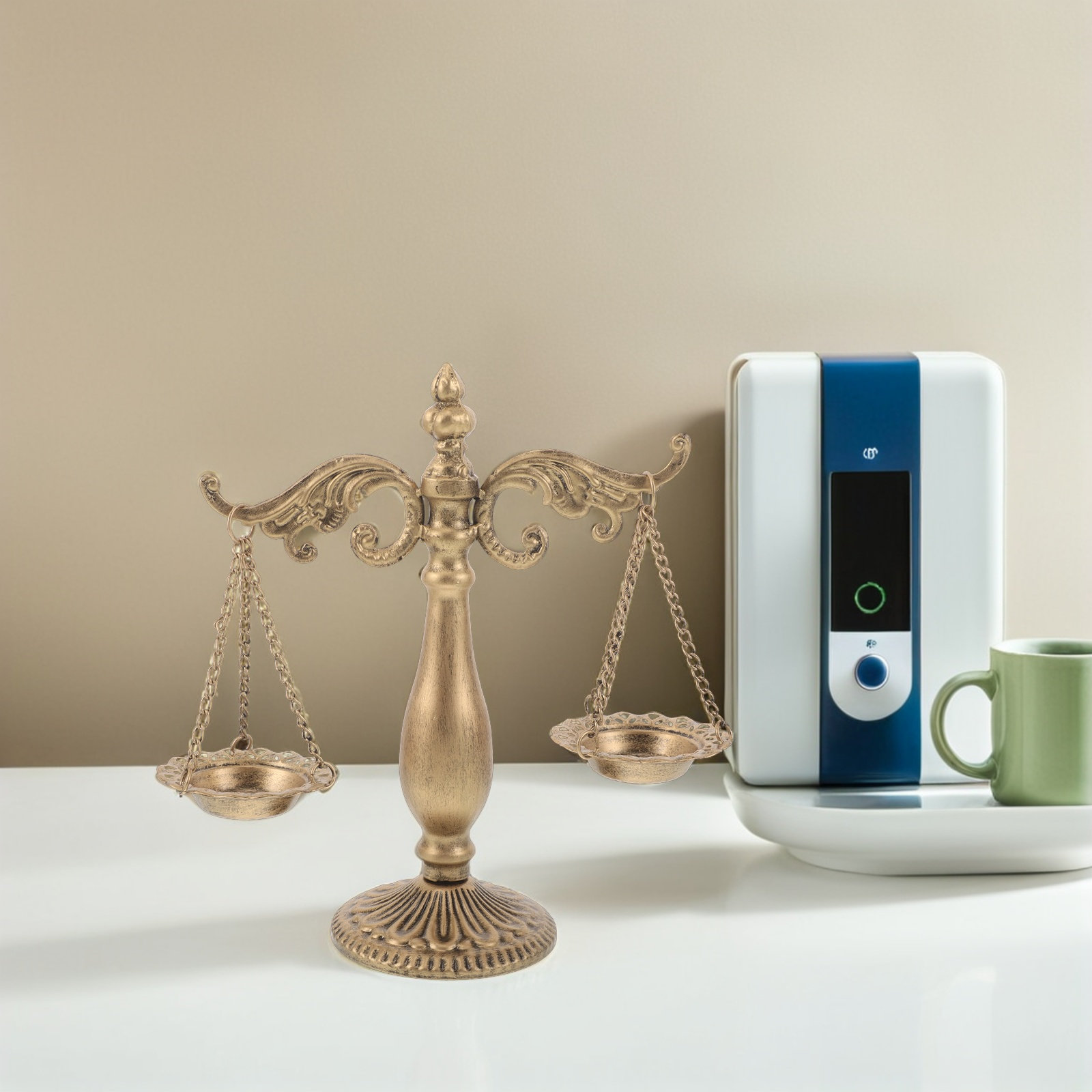 Home Office Library - Vintage Metal Libra Balance Scale Sculpture