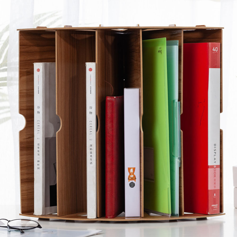 Home Office Library - 1Pcs Wooden Bookshelf Fan-Shaped Multi-Layer Desktop