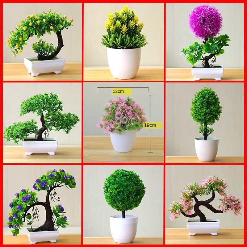 Home Office Layout - Artificial Small Tree Potted Plant Fake