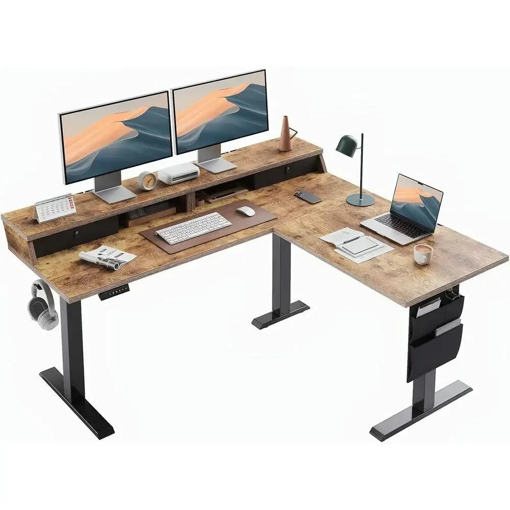 Vintage Brown L-Shaped Electri - Home Office L Shaped Desk review and price
