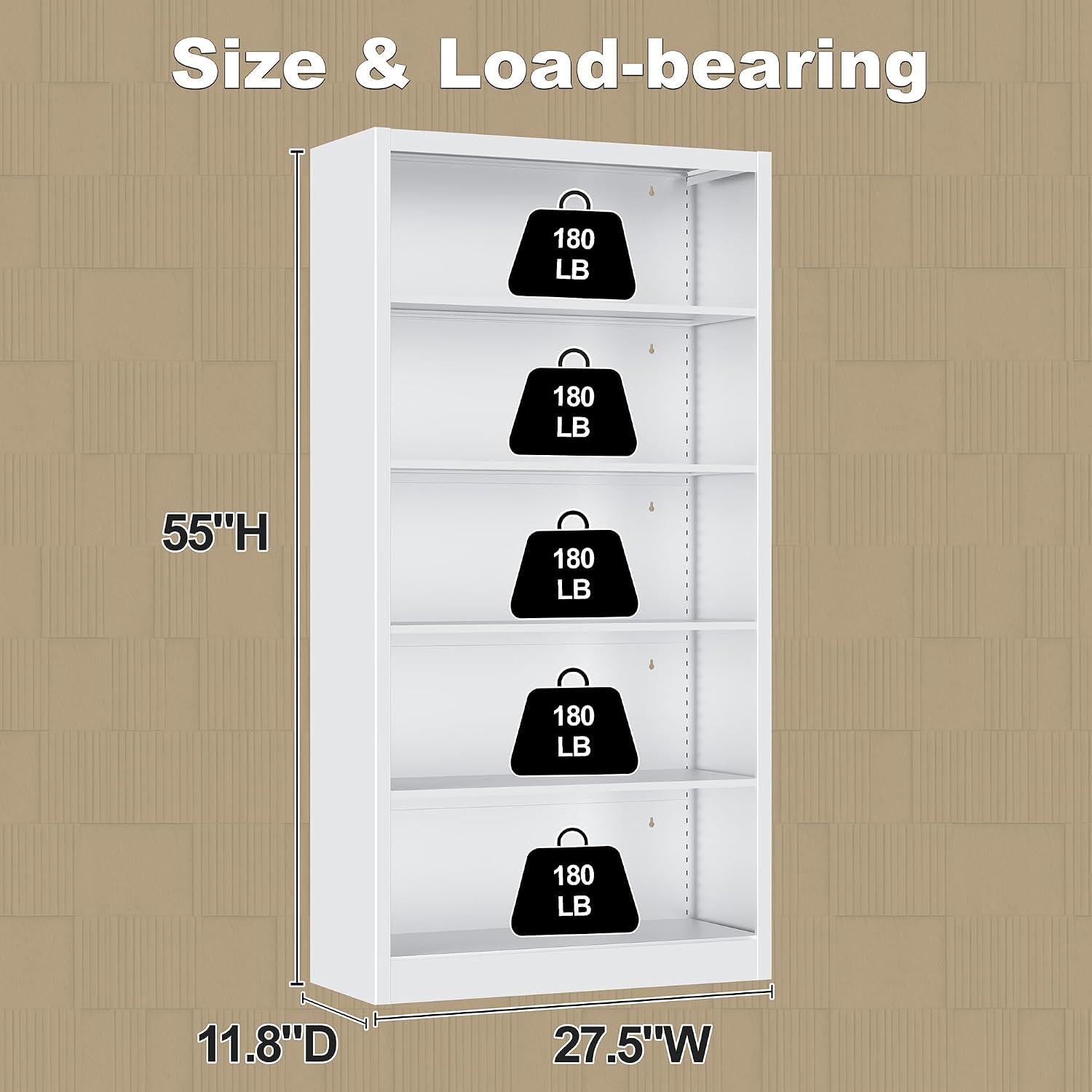 5-Shelf Metal Bookcase Adjusta - Home Office Library review and price