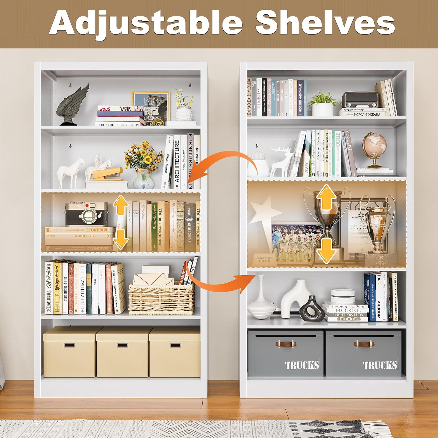 5-Shelf Metal Bookcase Adjusta - Home Office Library review and price